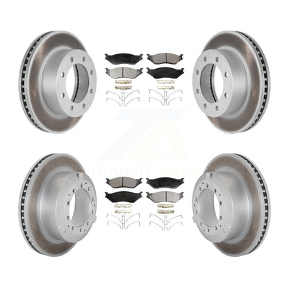 Coat Disc Brake Rotor Semi-Metallic Pad Front Rear Kit For Ford F-450 Super Duty