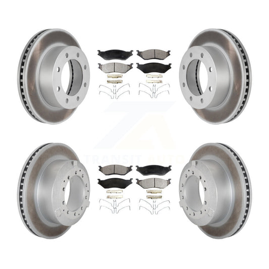 Coat Disc Brake Rotor Semi-Metallic Pad Front Rear Kit For Ford F-450 Super Duty