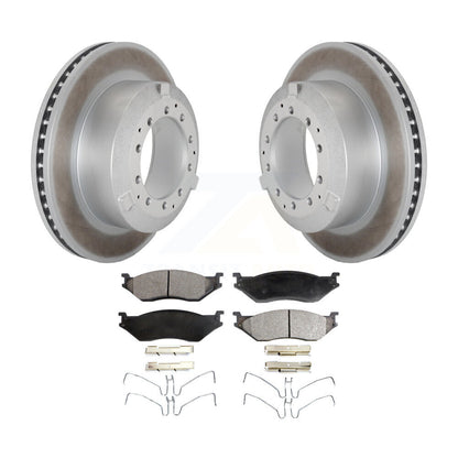 Coated Brake Rotor Semi-Metallic Pad Rear Kit For Ford F-450 Super Duty F-550 IC