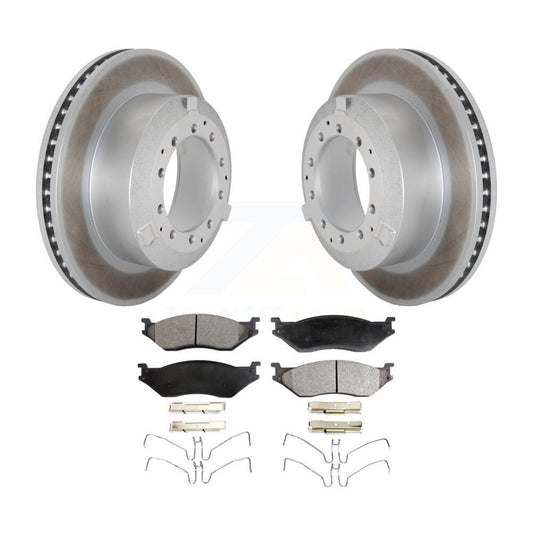 Coated Brake Rotor Semi-Metallic Pad Rear Kit For Ford F-450 Super Duty F-550 IC