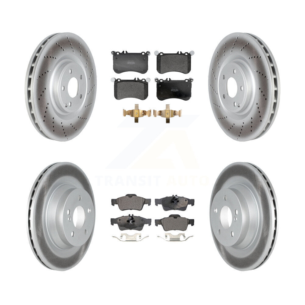 Coat Brake Rotor Semi-Metallic Pad Front Rear Kit For 12-17 Mercedes-Benz CLS550
