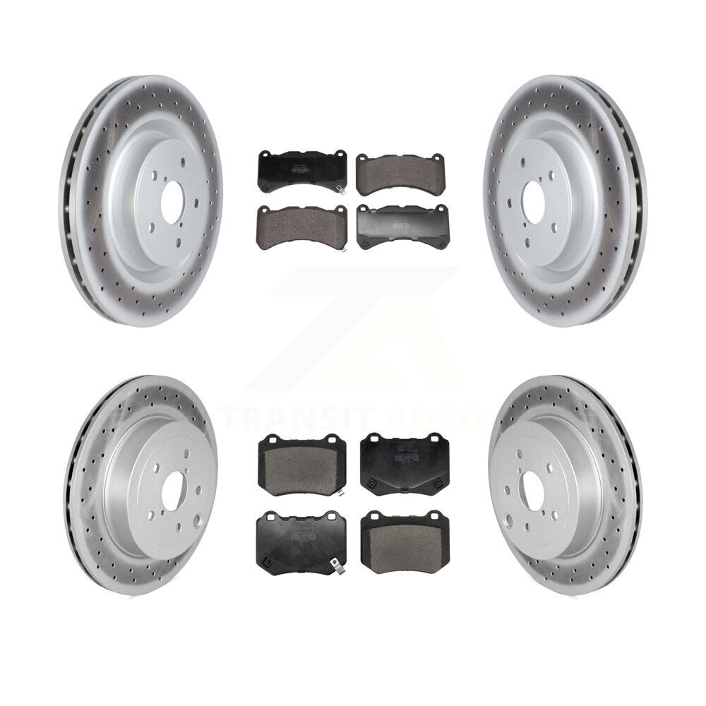 Coated Brake Rotor Semi-Metallic Pad Front Rear Kit For 2018-2020 Subaru WRX STI