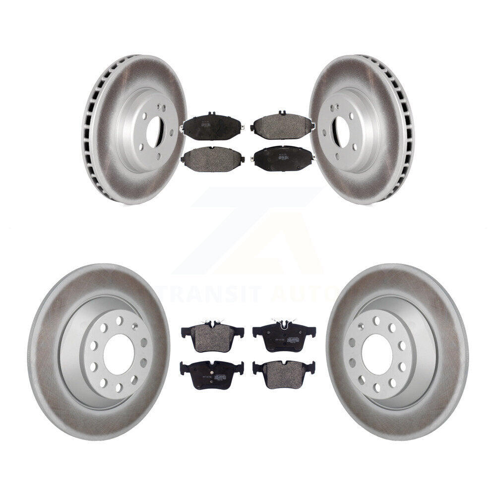 Coated Disc Brake Rotors Semi-Metallic Pad Front Rear Kit For Mercedes-Benz C300