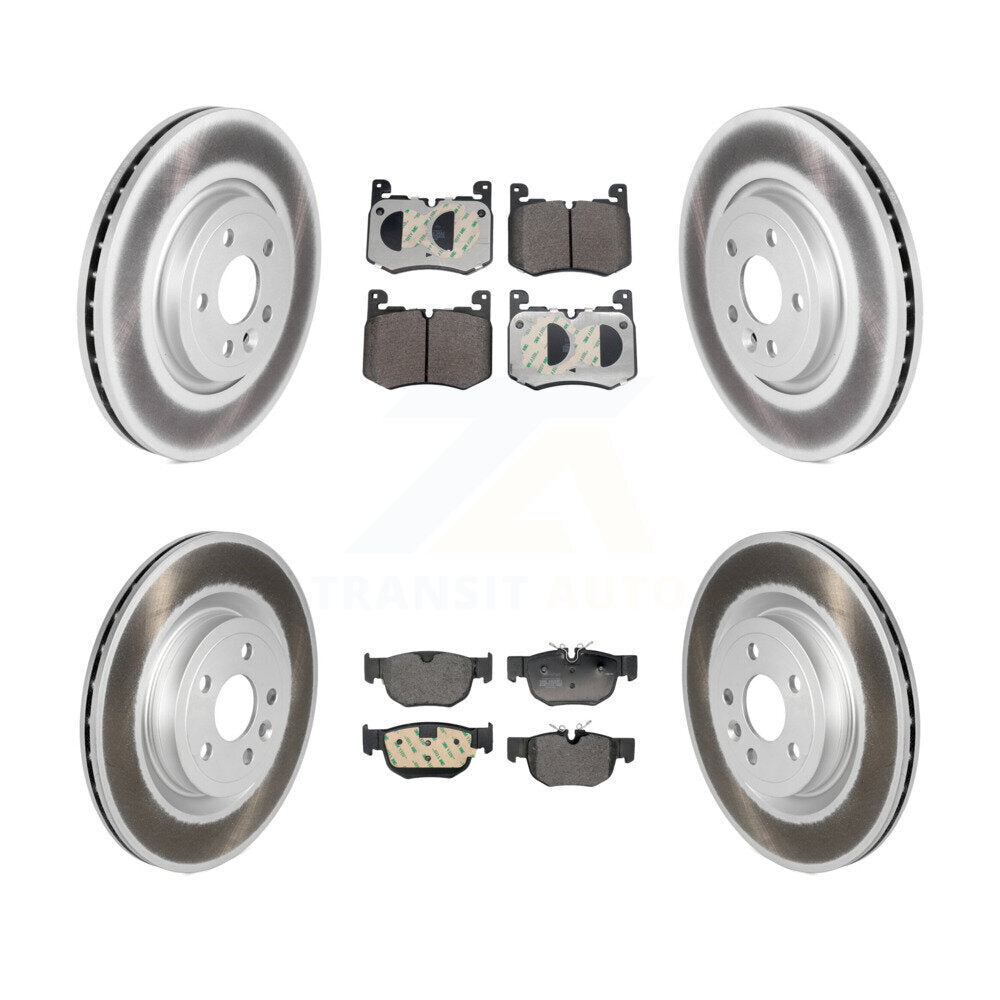 Coated Disc Brake Rotors And Semi-Metallic Pads Front Rear Kit For Jaguar F-Pace