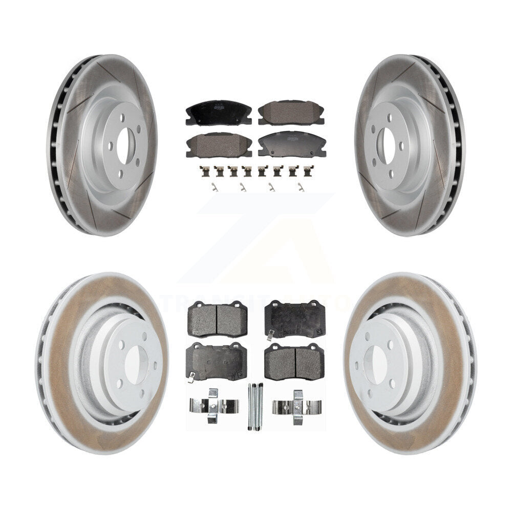 Coated Disc Brake Rotors And Semi-Metallic Pads Front Rear Kit For Dodge Charger