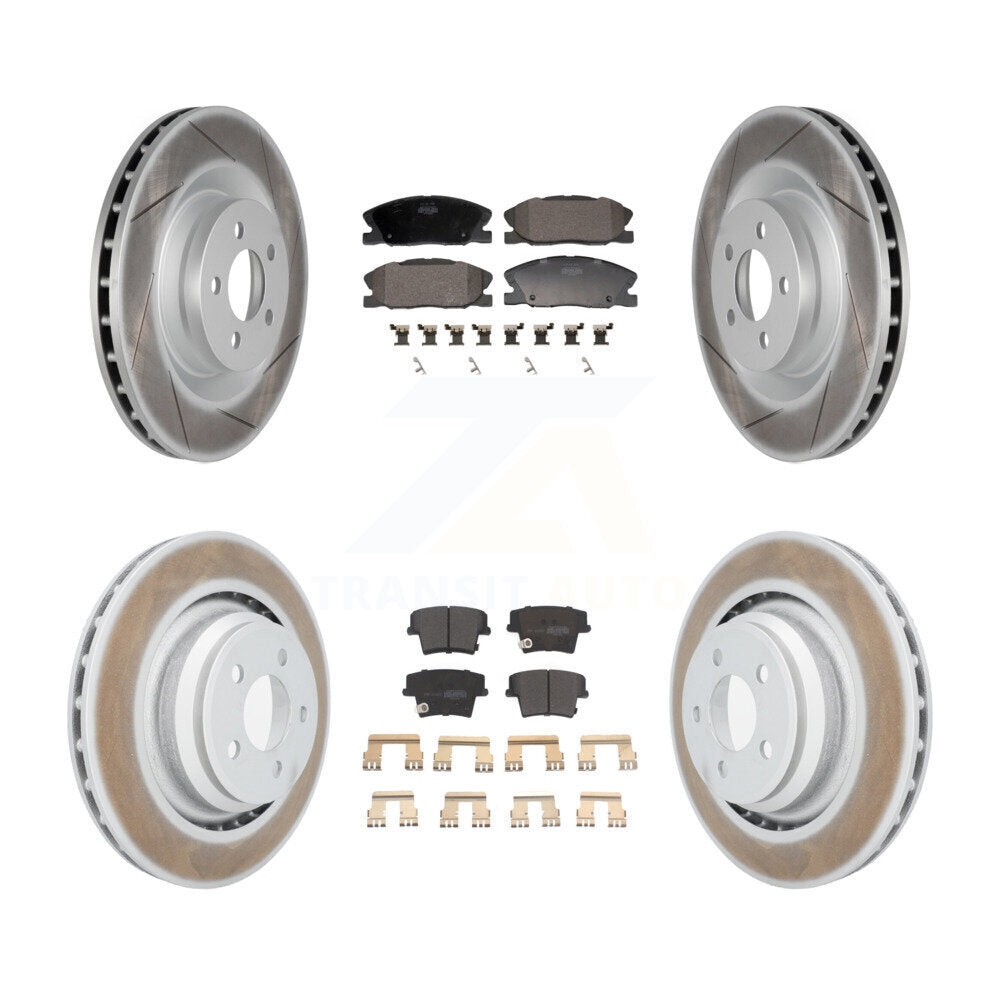 Coated Disc Brake Rotors And Semi-Metallic Pads Front Rear Kit For Dodge Charger