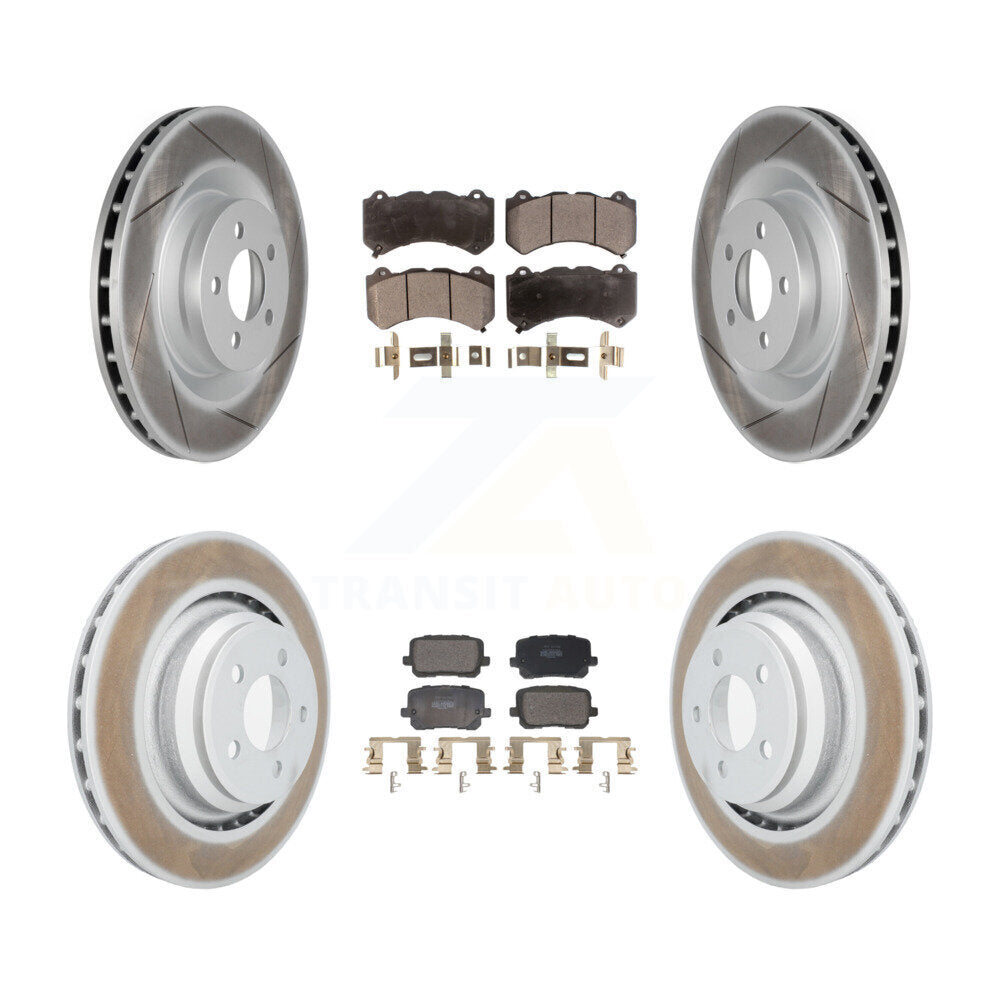 Coated Disc Brake Rotors And Semi-Metallic Pads Front Rear Kit For Dodge Charger