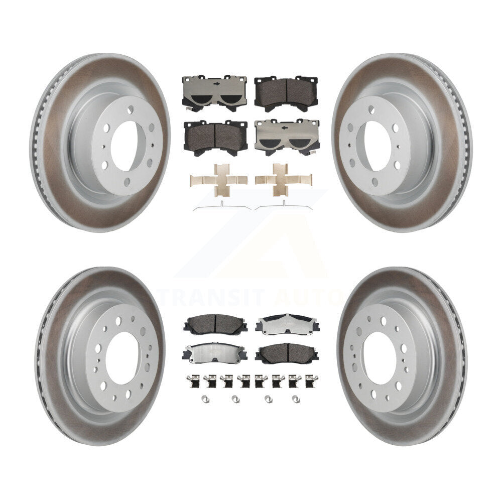 Coat Disc Brake Rotor Semi-Metallic Pad Front Rear Kit For Toyota Tundra Sequoia