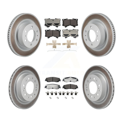 Coat Disc Brake Rotor Semi-Metallic Pad Front Rear Kit For Toyota Tundra Sequoia