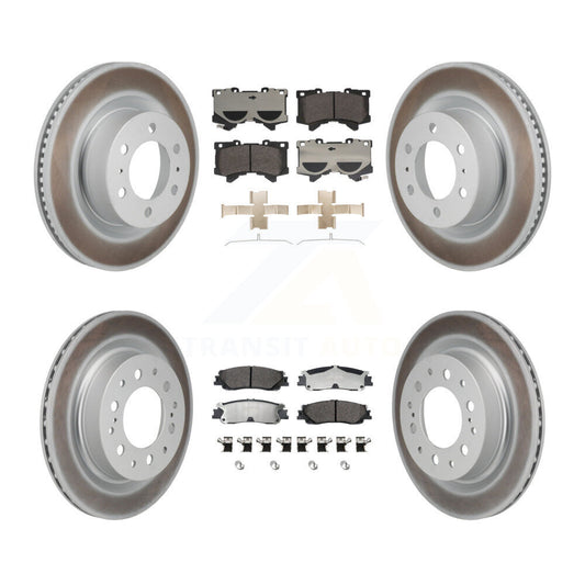 Coat Disc Brake Rotor Semi-Metallic Pad Front Rear Kit For Toyota Tundra Sequoia