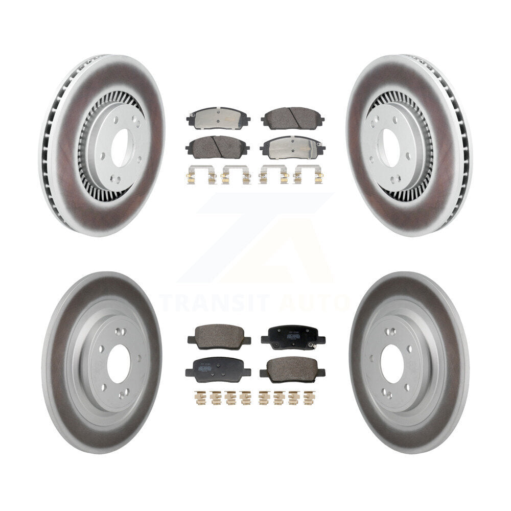 Coated Brake Rotor & Semi-Metallic Pad Front Rear Kit For 2022-2024 Kia Carnival