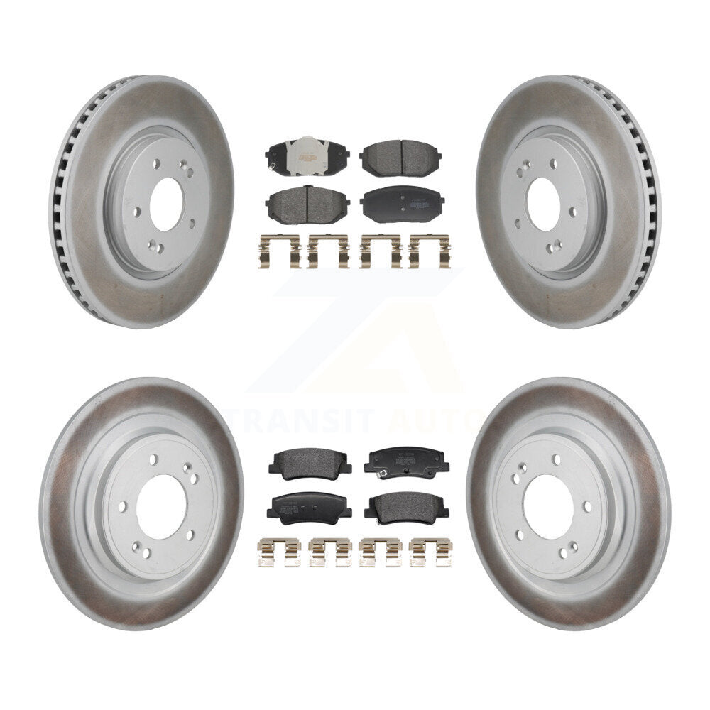 Coated Disc Brake Rotors Semi-Metallic Pad Front Rear Kit For Hyundai Tucson Kia