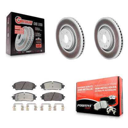 Coated Disc Brake Rotor & Semi-Metallic Pad Front Kit For 2022-2024 Kia Carnival