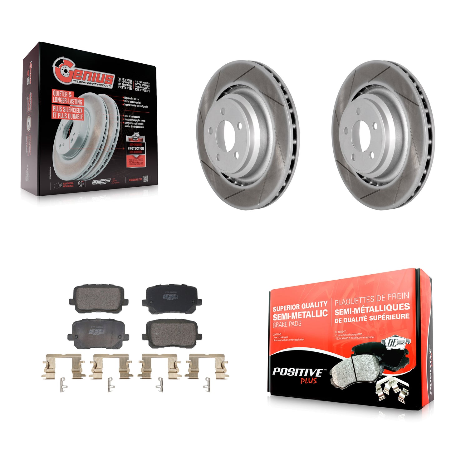 Coated Disc Brake Rotors And Semi-Metallic Pads Rear Kit For Dodge Charger