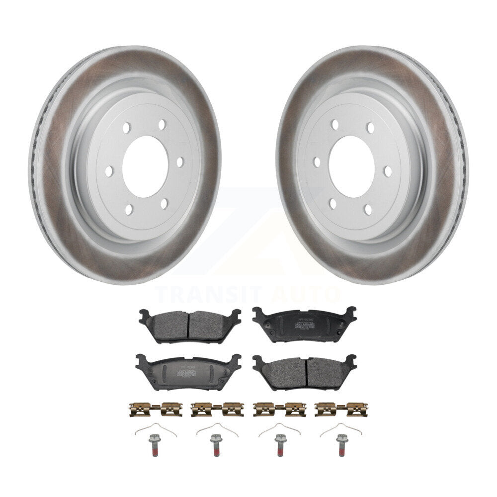Coated Disc Brake Rotors And Semi-Metallic Pad Rear Kit For Ford F-150 Lightning