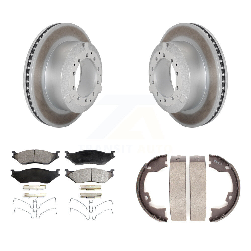 Disc Coated Rotors Semi-Metallic Pads Parking Shoes Rear Kit For Ford F-450 Duty