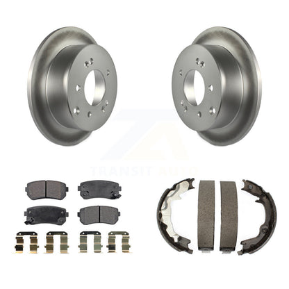 Disc Coated Rotors Semi-Metallic Pads Parking Shoes Rear Kit For Kia Forte Koup