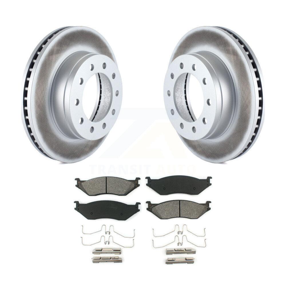 Coated Brake Rotor & Semi-Metallic Pad Front Kit For Ford F-450 Super Duty F-550