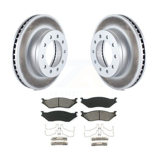 Coated Brake Rotor & Semi-Metallic Pad Front Kit For Ford F-450 Super Duty F-550