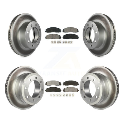 Coat Brake Rotors Semi-Metallic Pad Front Rear Kit For Ford F-250 Super Duty 4WD