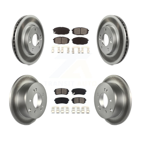 Coat Disc Brake Rotor Semi-Metallic Pad Front Rear Kit For Kia Forte Koup Forte5