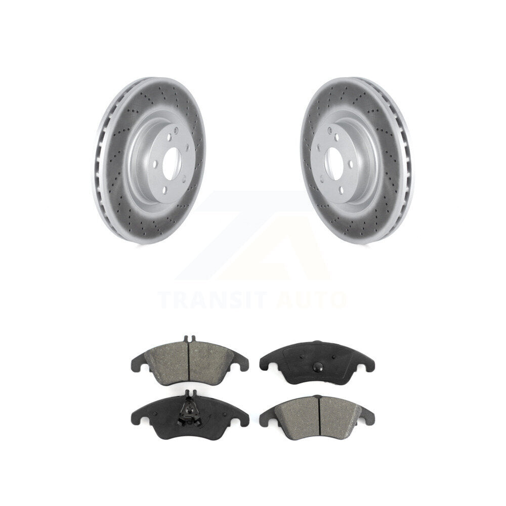 Coated Brake Rotors Semi-Metallic Pad Front Kit For Mercedes-Benz C250 E400 E550