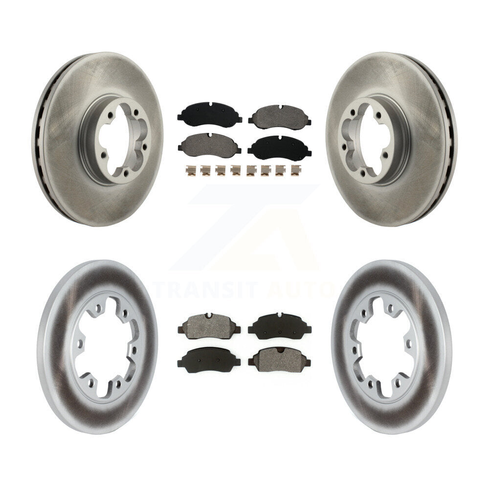 Coated Disc Brake Rotor Semi-Metallic Pad Front Rear Kit For Ford Transit-350 HD