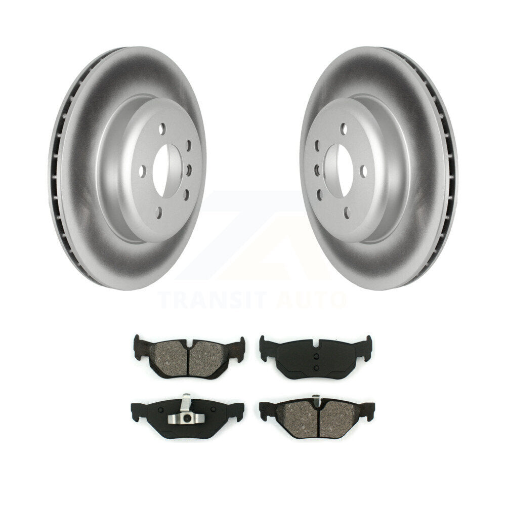 Coated Disc Brake Rotor Semi-Metallic Pad Rear Kit For 2013 BMW 328i xDrive 3.0L