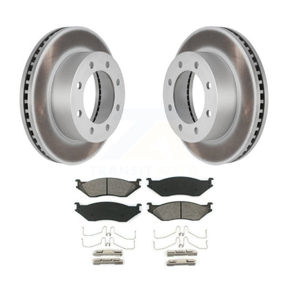 Coated Disc Brake Rotors & Semi-Metallic Pad Front Kit For Ford F-450 Super Duty