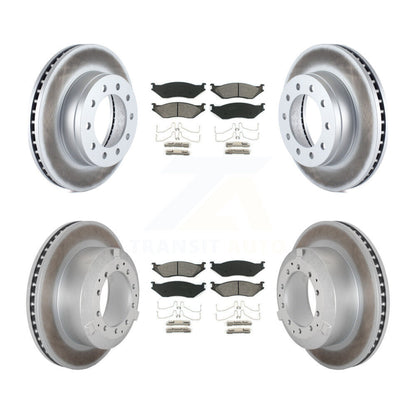 Coat Disc Brake Rotor Semi-Metallic Pad Front Rear Kit For Ford F-450 Super Duty