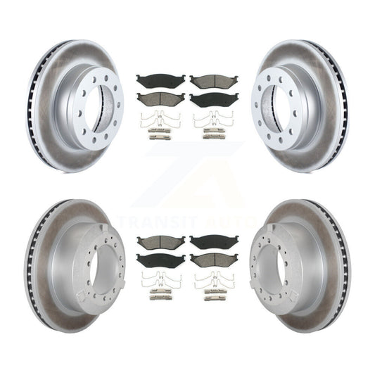 Coat Disc Brake Rotor Semi-Metallic Pad Front Rear Kit For Ford F-450 Super Duty