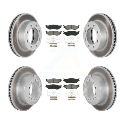 Coat Disc Brake Rotor Semi-Metallic Pad Front Rear Kit For Ford F-450 Super Duty