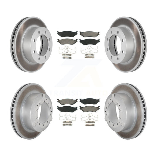 Coat Disc Brake Rotor Semi-Metallic Pad Front Rear Kit For Ford F-450 Super Duty