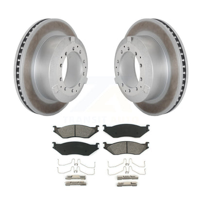 Coated Brake Rotor Semi-Metallic Pad Rear Kit For Ford F-450 Super Duty F-550 IC