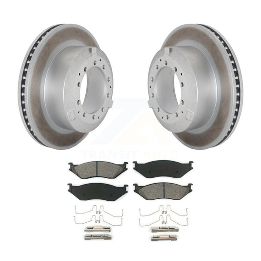 Coated Brake Rotor Semi-Metallic Pad Rear Kit For Ford F-450 Super Duty F-550 IC