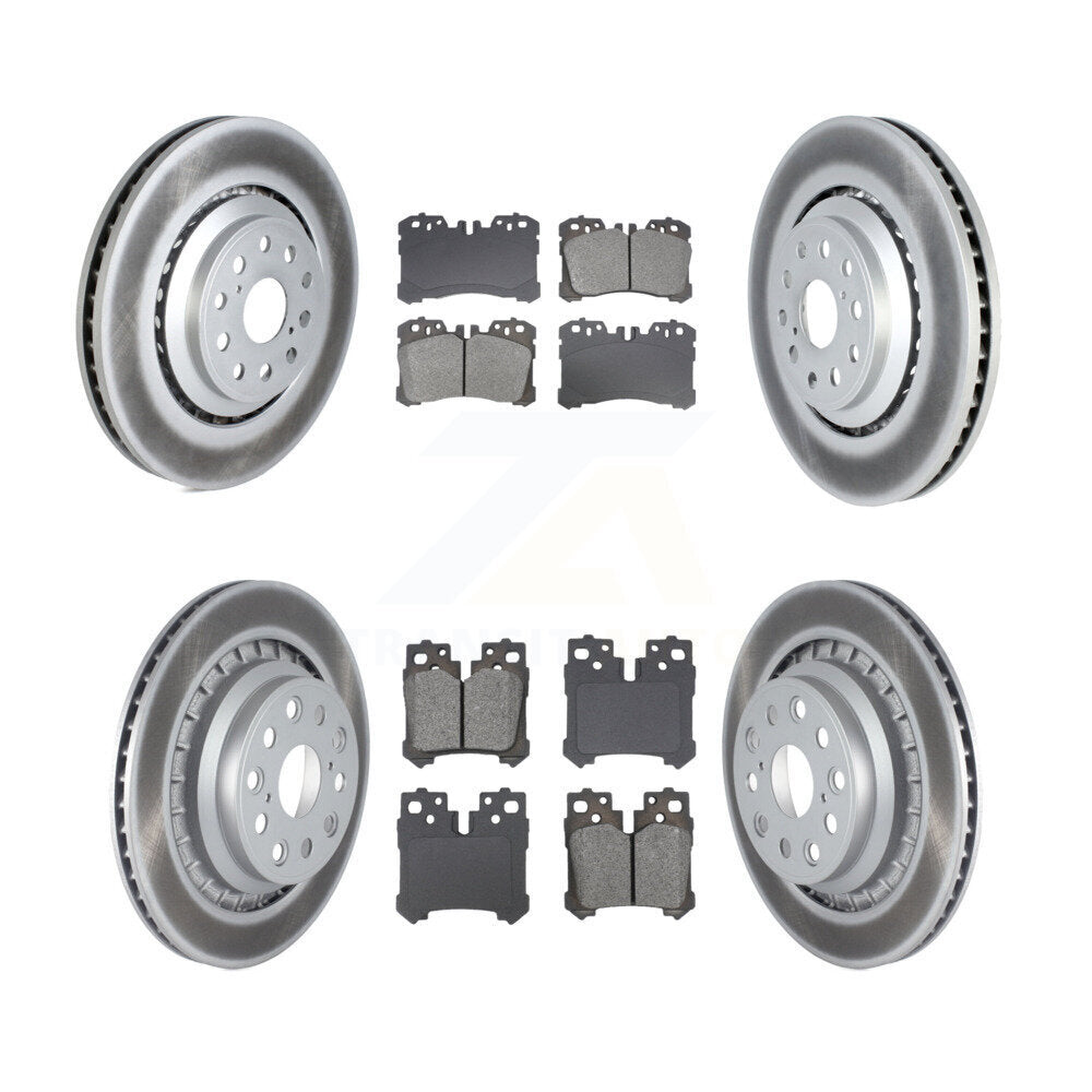 Coated Brake Rotor Semi-Metallic Pad Front Rear Kit (6Pc) For Lexus LS460 LS600h