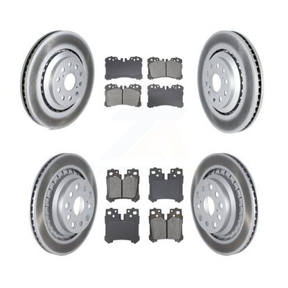 Coated Brake Rotor Semi-Metallic Pad Front Rear Kit (6Pc) For Lexus LS460 LS600h
