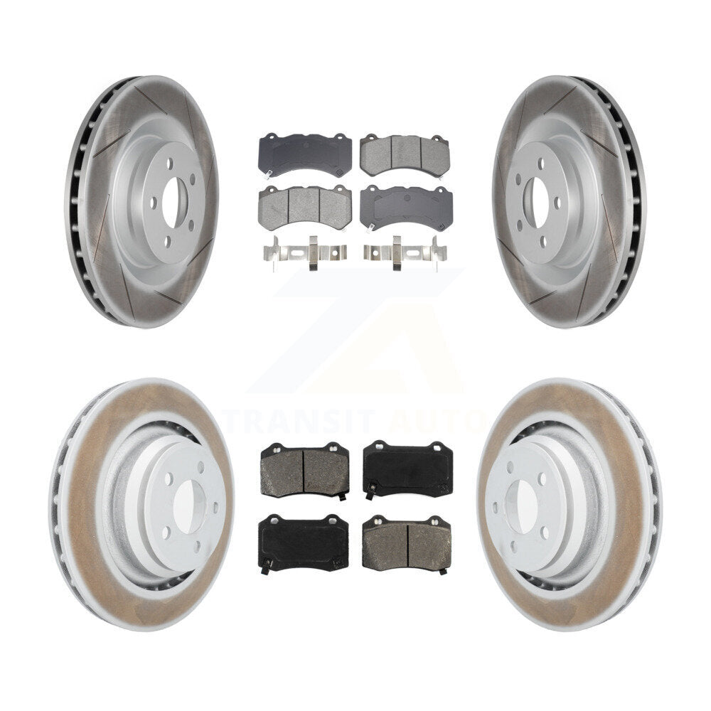 Coated Brake Rotor Semi-Metallic Pad Front Rear Kit For Dodge Challenger Charger