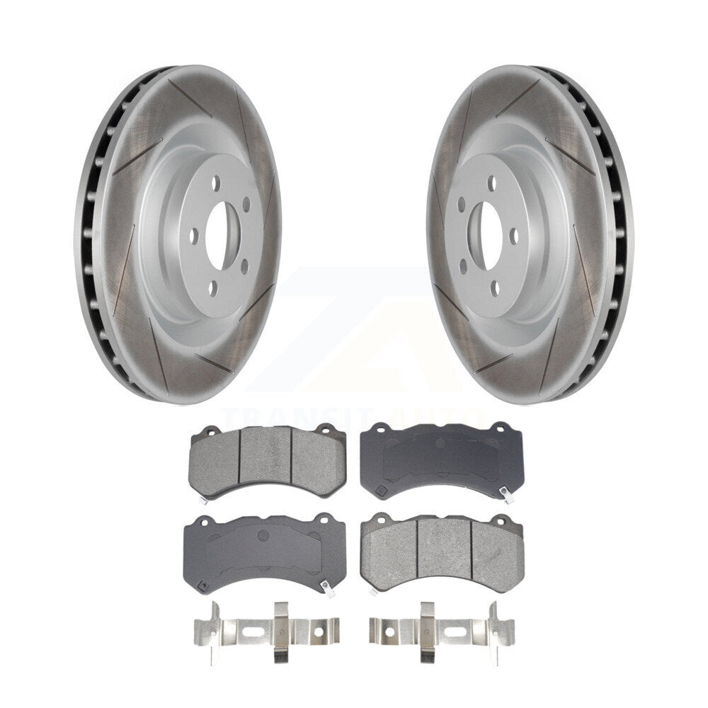Coated Disc Brake Rotor Semi-Metallic Pad Front Kit For Dodge Challenger Charger