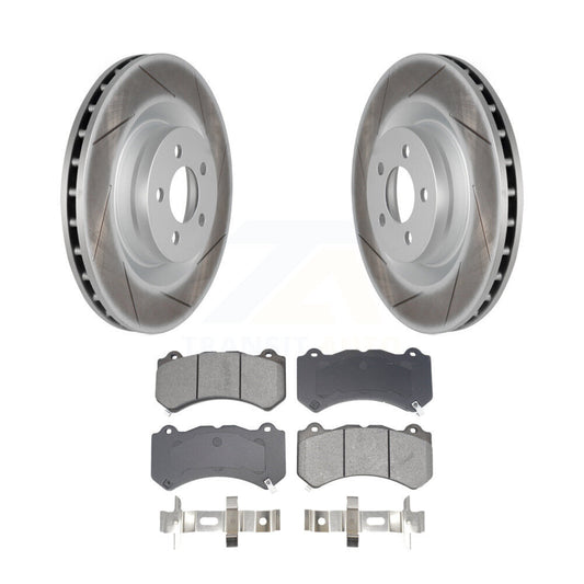 Coated Disc Brake Rotor Semi-Metallic Pad Front Kit For Dodge Challenger Charger