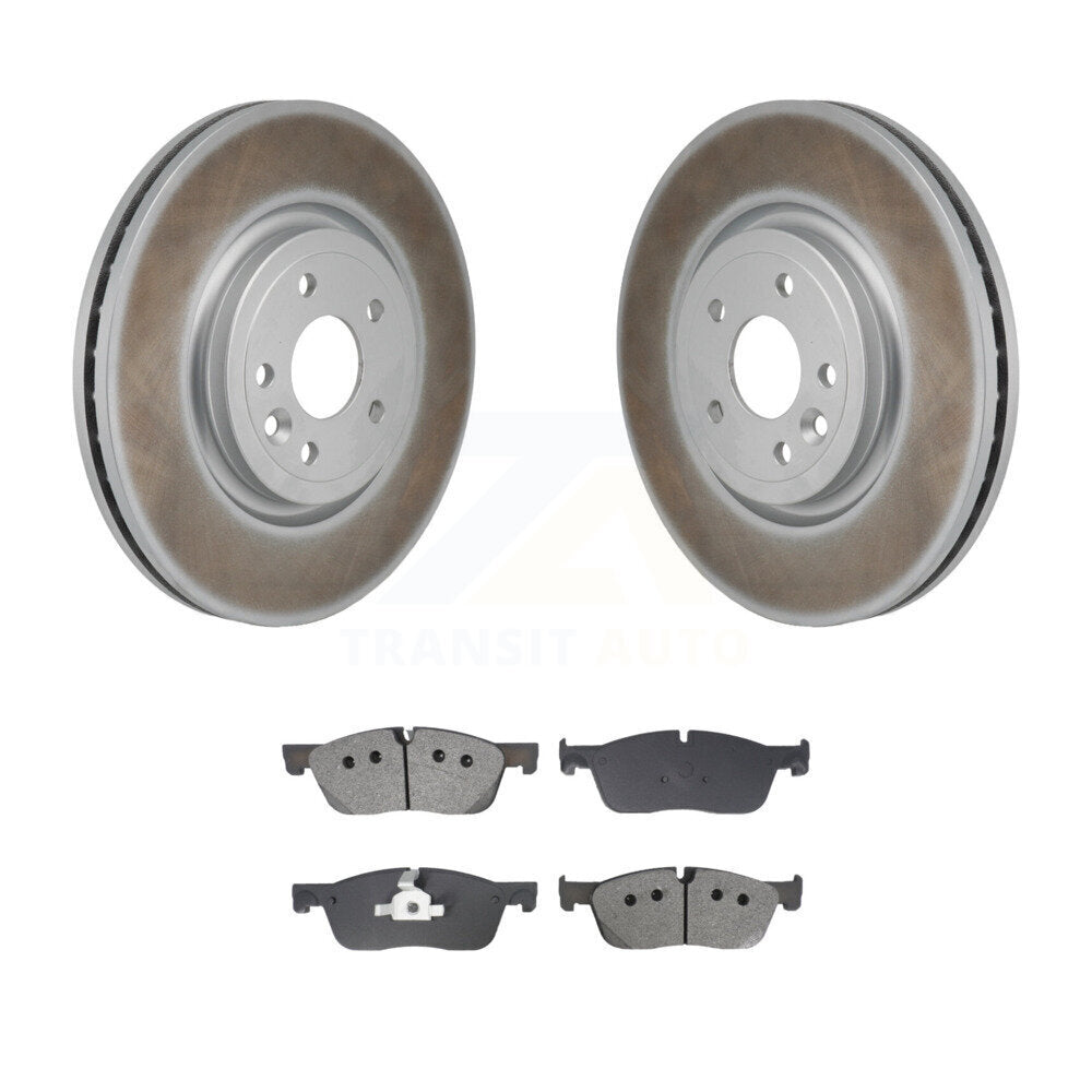 Coated Disc Brake Rotors And Semi-Metallic Pads Front Kit For Jaguar XE XF