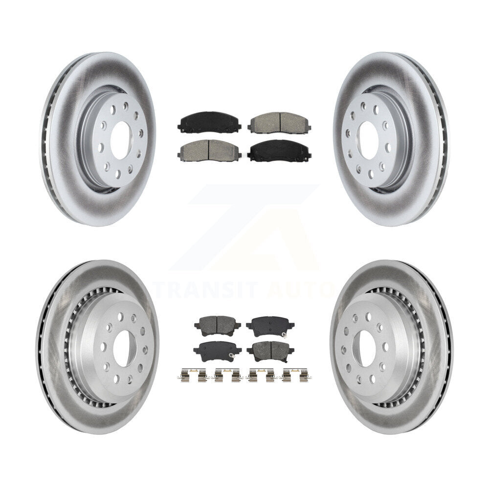 Coated Brake Rotor Semi-Metallic Pad Front Rear Kit For 2020-2023 Jeep Gladiator