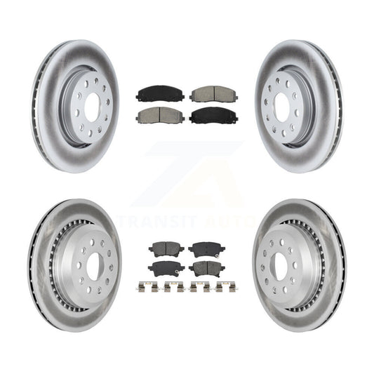 Coated Brake Rotor Semi-Metallic Pad Front Rear Kit For 2020-2023 Jeep Gladiator