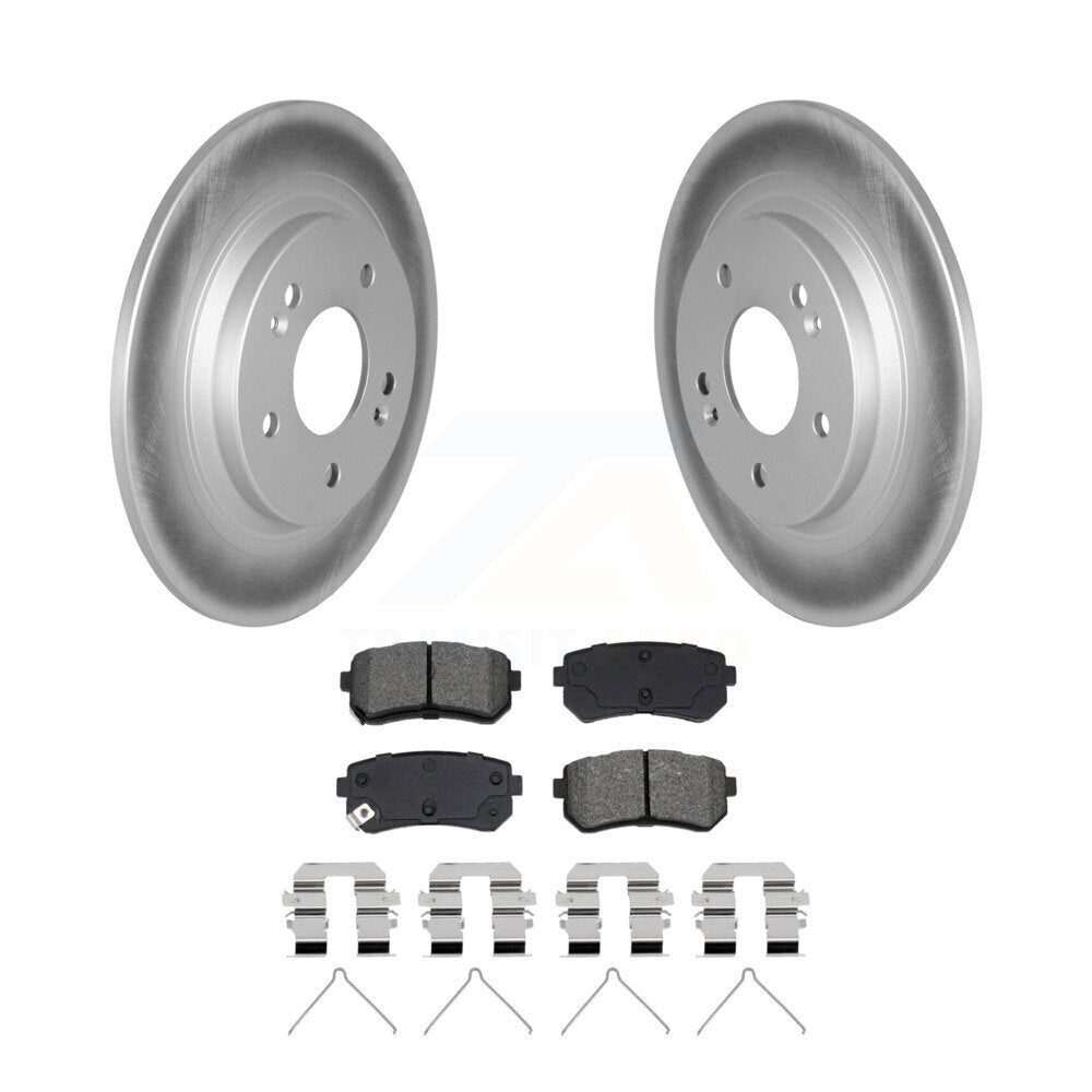 Coated Disc Brake Rotor & Semi-Metallic Pad Rear Kit For Hyundai Kona Kia Seltos
