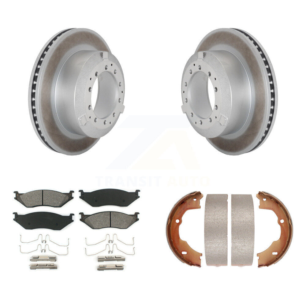 Disc Coated Rotors Semi-Metallic Pads Parking Shoes Rear Kit For Ford F-450 Duty