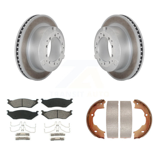 Disc Coated Rotors Semi-Metallic Pads Parking Shoes Rear Kit For Ford F-450 Duty