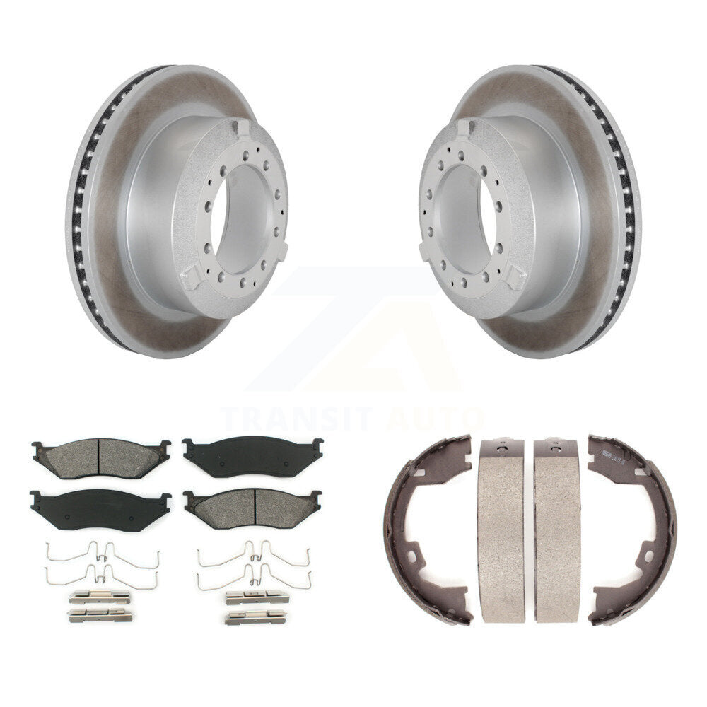 Disc Coated Rotors Semi-Metallic Pads Parking Shoes Rear Kit For Ford F-450 Duty