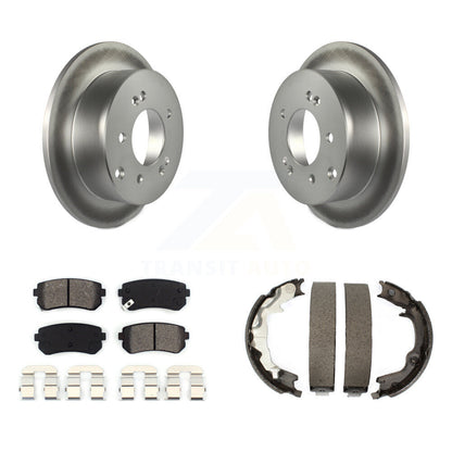 Disc Coated Rotors Semi-Metallic Pads Parking Shoes Rear Kit For Kia Forte Koup