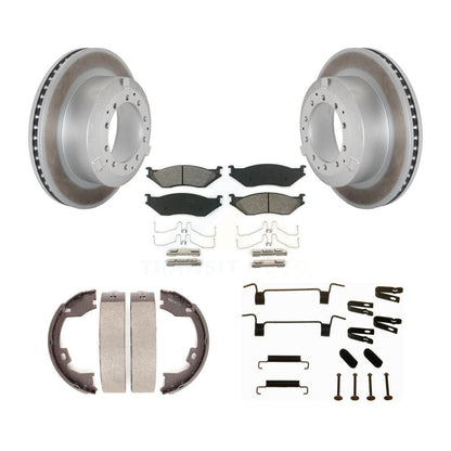 Disc Coated Rotors Semi-Metallic Pads Parking Shoes & Hardware Rear Kit For Ford