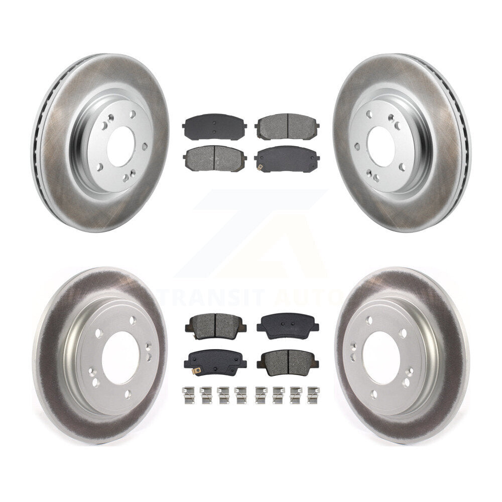 Coated Disc Brake Rotor And Semi-Metallic Pad Front Rear Kit For Hyundai Elantra